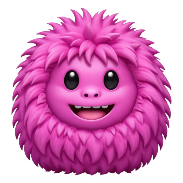 Pink cute smiling fuzzy monster sticker