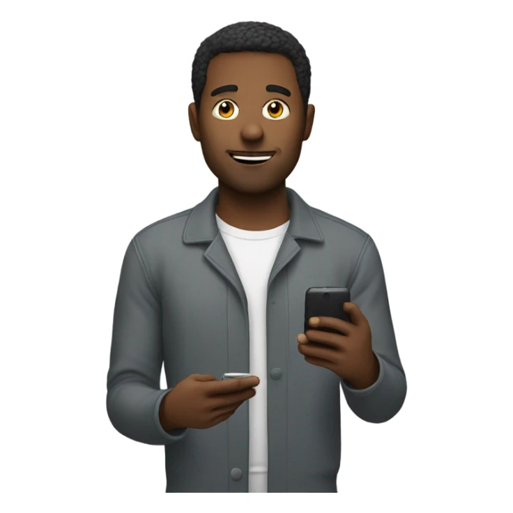 Man holding phone sticker