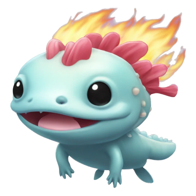 happy fire breathing axolotl sticker