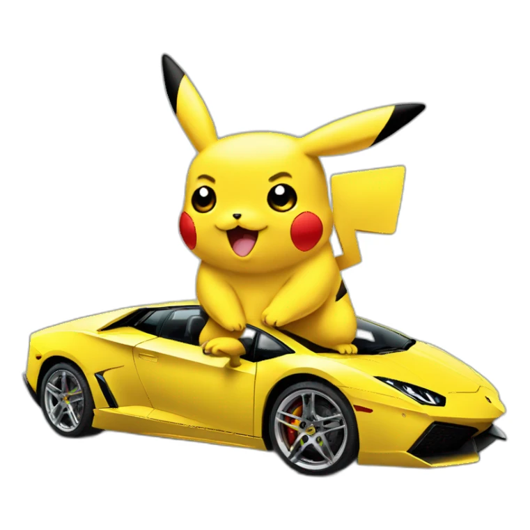 Pikachu avec une lamborghini sticker
