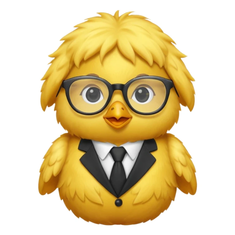 chick animal with glasses, wearing suit sticker