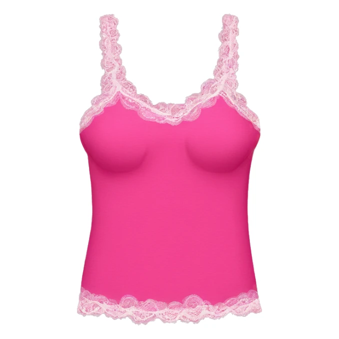  Hot pink top with lace sticker