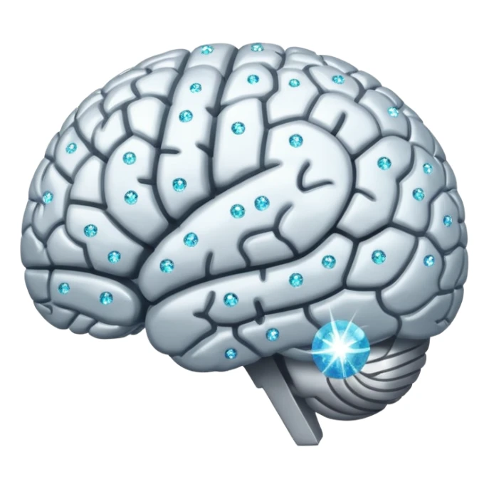 glitter white brain sticker