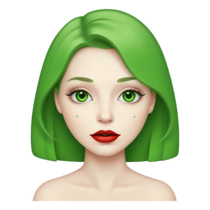 woman with green colored lips sticker