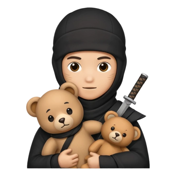 Ninja with teddy bear toy  sticker