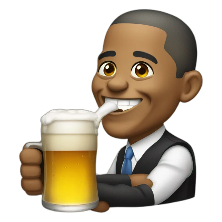 Obama drinking beer sticker
