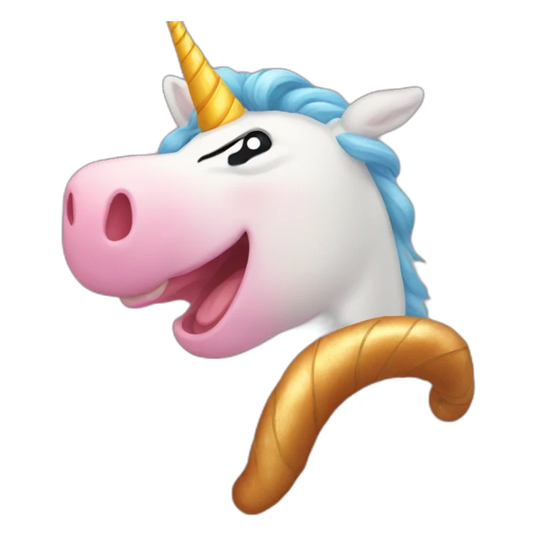 Kirby eating a unicorn horn sticker