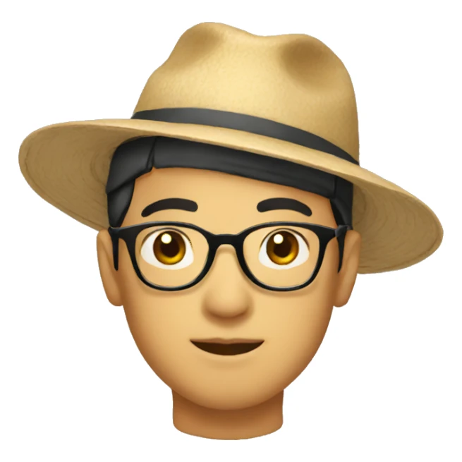 asian man with glasses & hat sticker