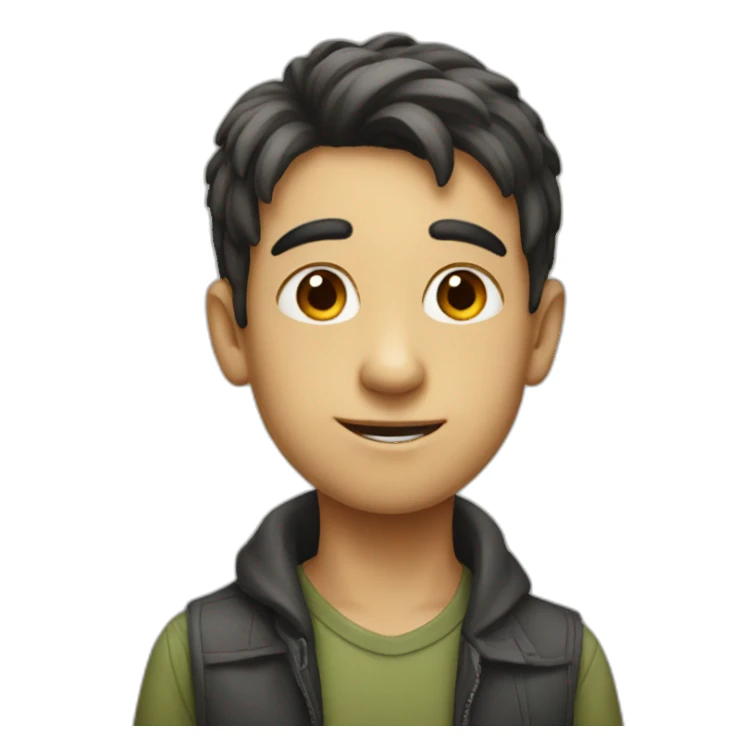 A boy with a long nose sticker