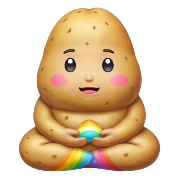 rainbow kawaii meditating potato sticker