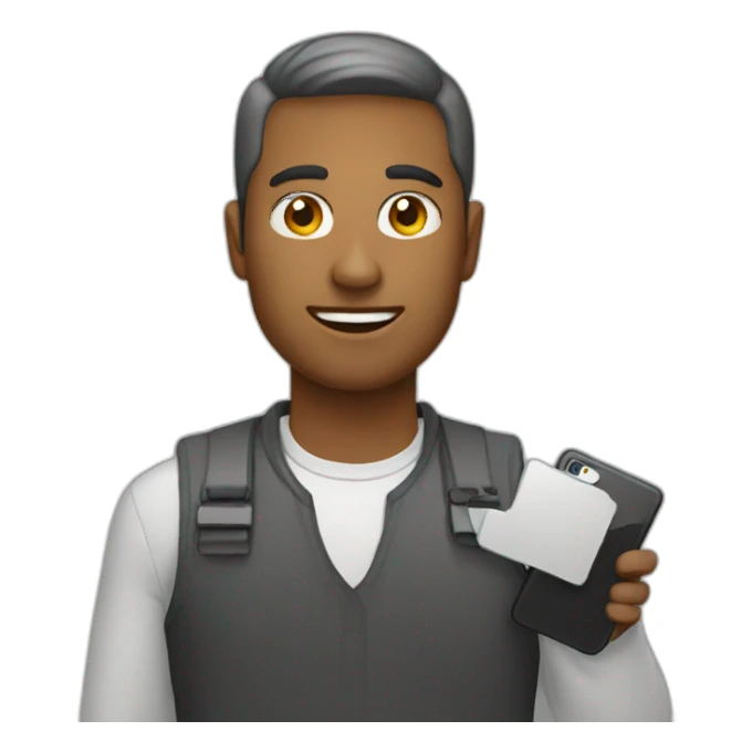 man with mobile by google material icon sticker