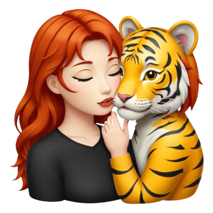 Redhead and Asian tiger kissing sticker