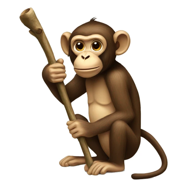 monkey with stick sticker