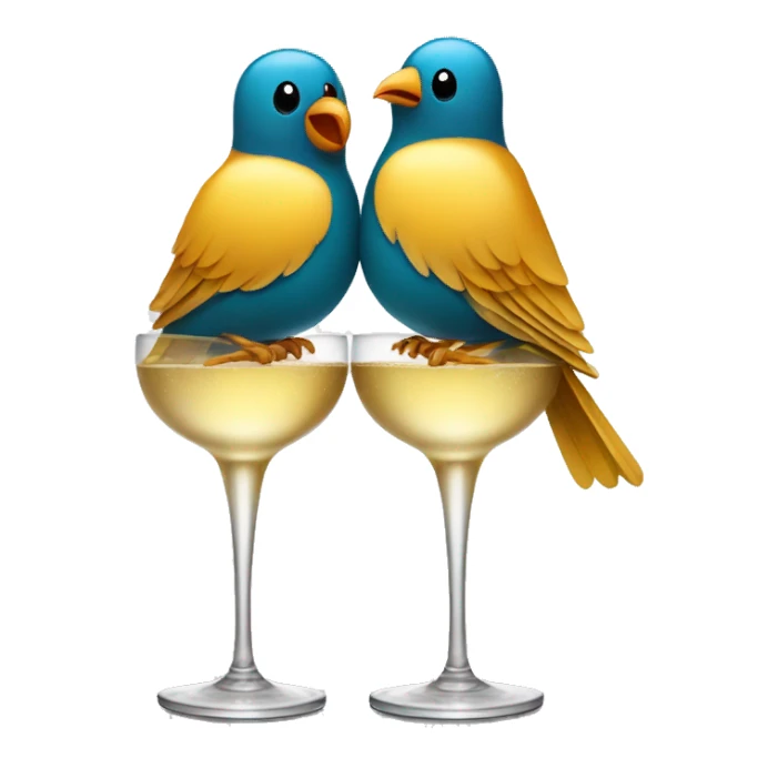 Two birds sitting on a champagne coupe sticker