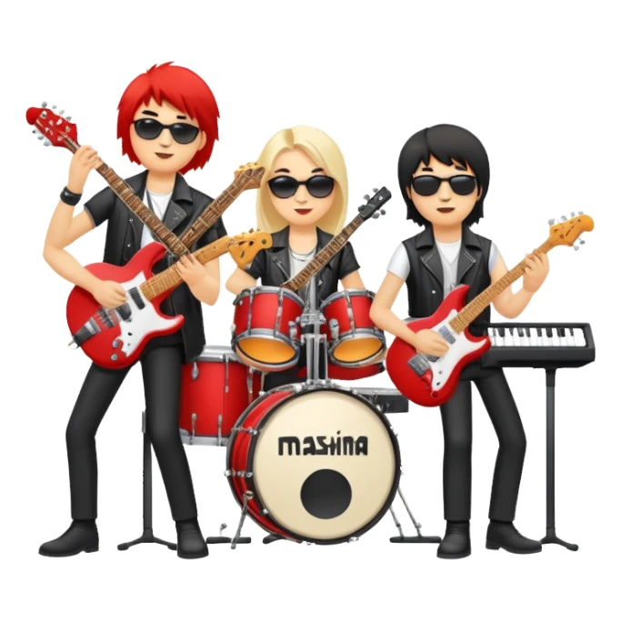 Russian rock band Mashina Vremeni with musicians playing instruments sticker