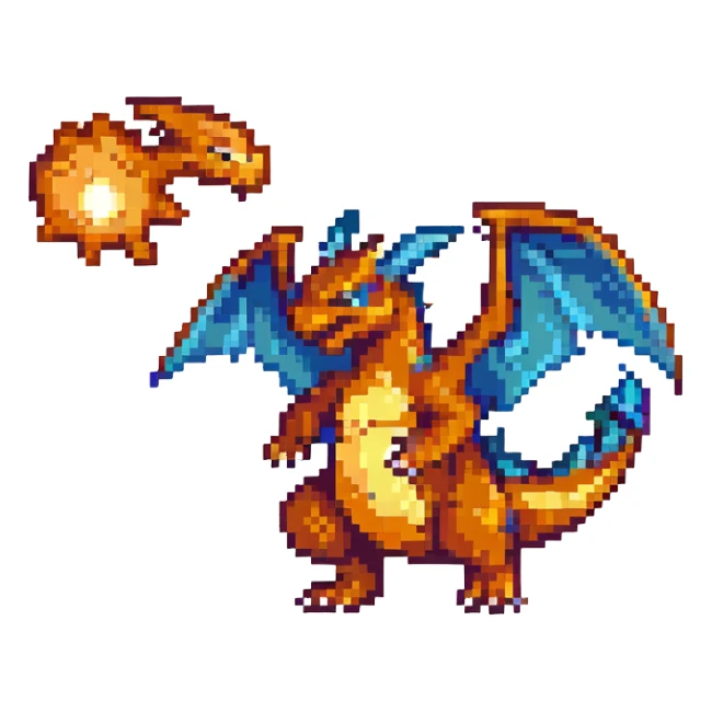 pixel art Charizard, flying sticker