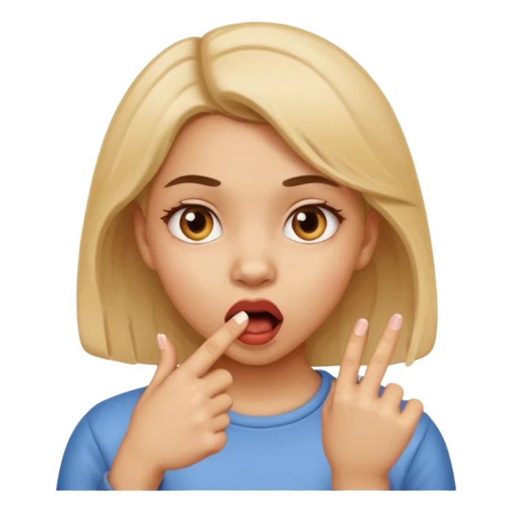 a girl bitten her finger sticker