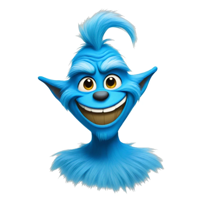 blue grinch with a big smile  sticker