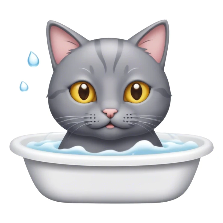 Grey Cat taking a bath sticker