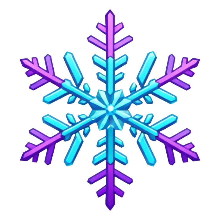 cyan and purple snowflake glitter sticker