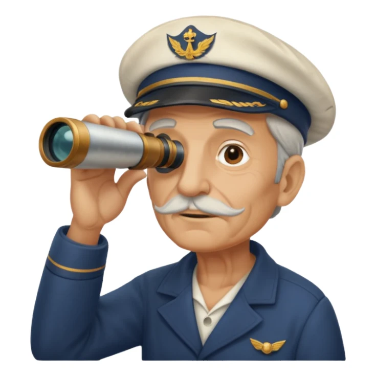 old sailor looking through a telescope sticker