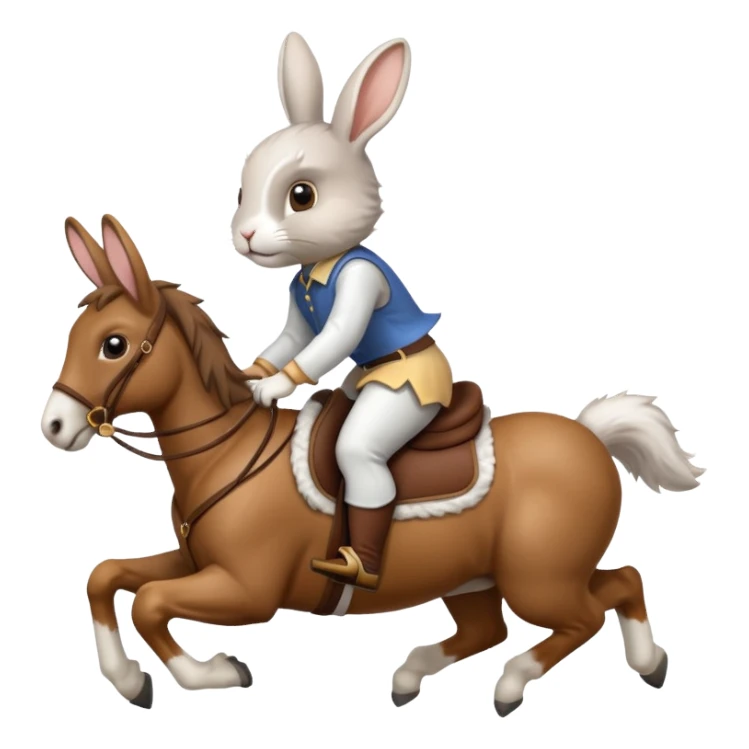 Exciting rabbit galloping on horse sticker