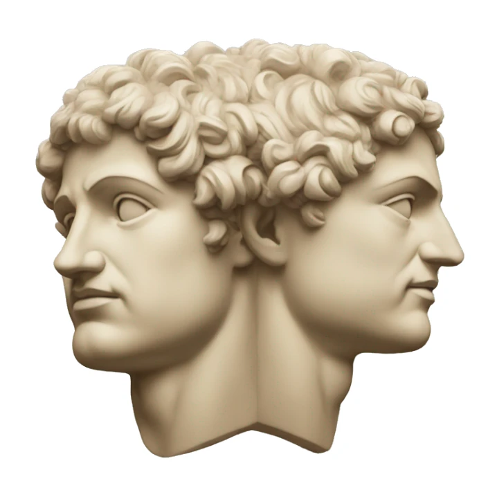 janus greek god two head facing oposite sticker