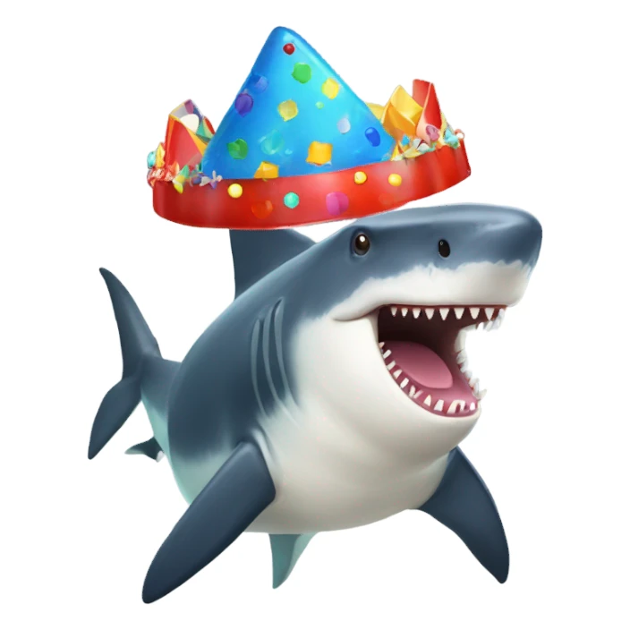 megaladon with party hat sticker