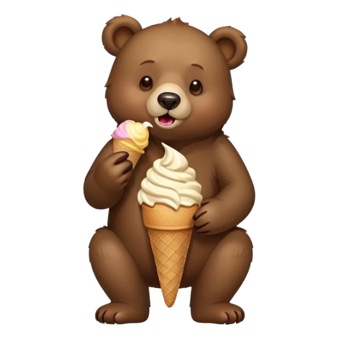 bear eating ice cream sticker