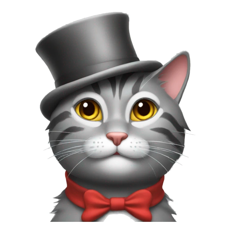 Grey cat in the hat funny sticker