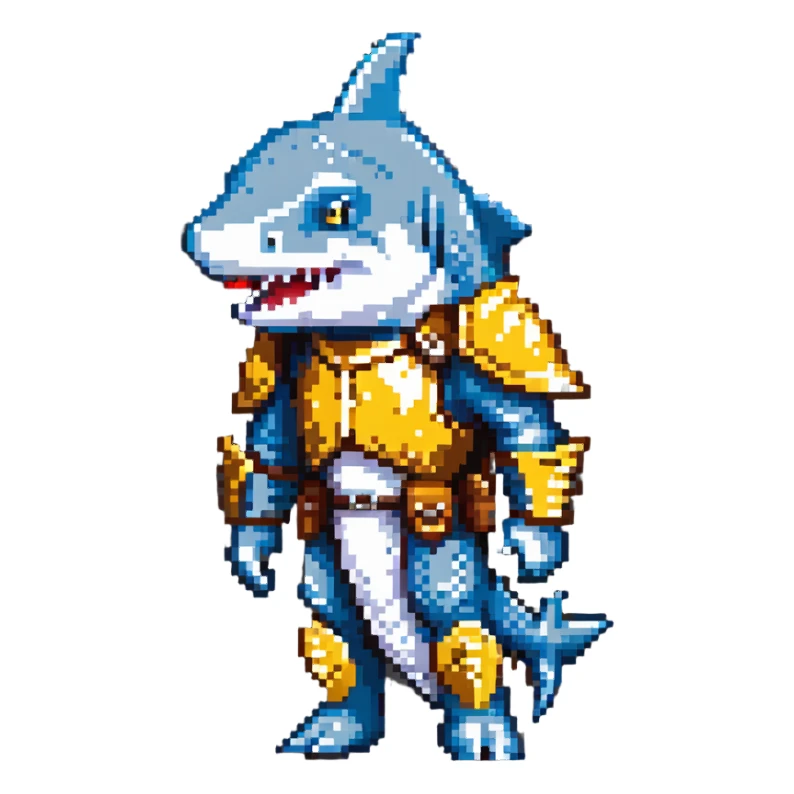 anthropomorphic shark wearing knight armor sticker