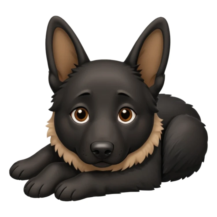 mostly black german shepherd lying on her back sticker