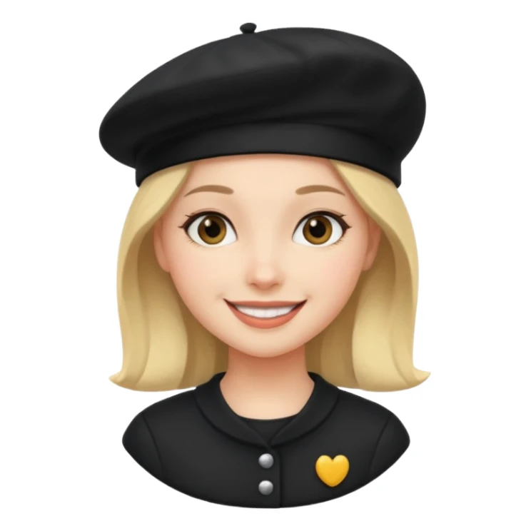 girl with a black beret, smiling sticker