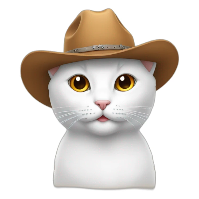 white cat wearing a cowboy hat sticker