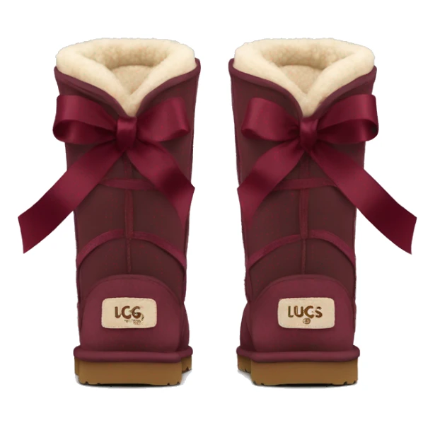 medium high uggs with burgundy ribbon sticker
