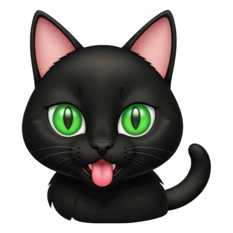 A black cat with its tongue out sticker