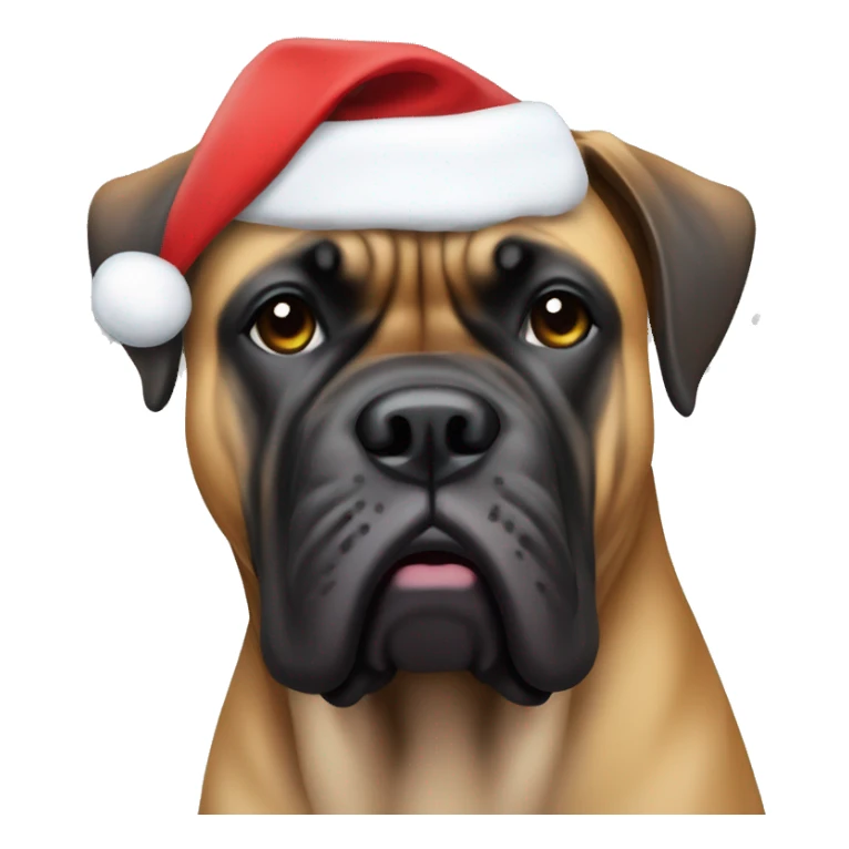 Bullmastiff with Santa hat on sticker