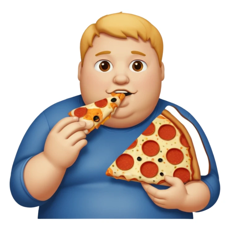 fat person eating pizza sticker