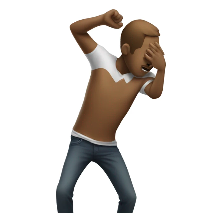 A human doing the dab sticker