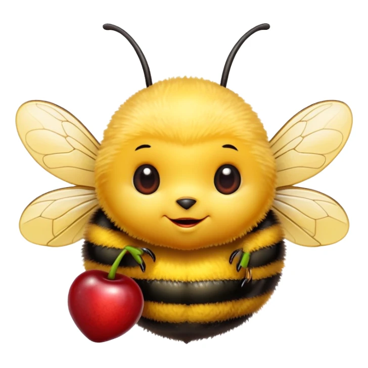 cute bee holding cherries  sticker