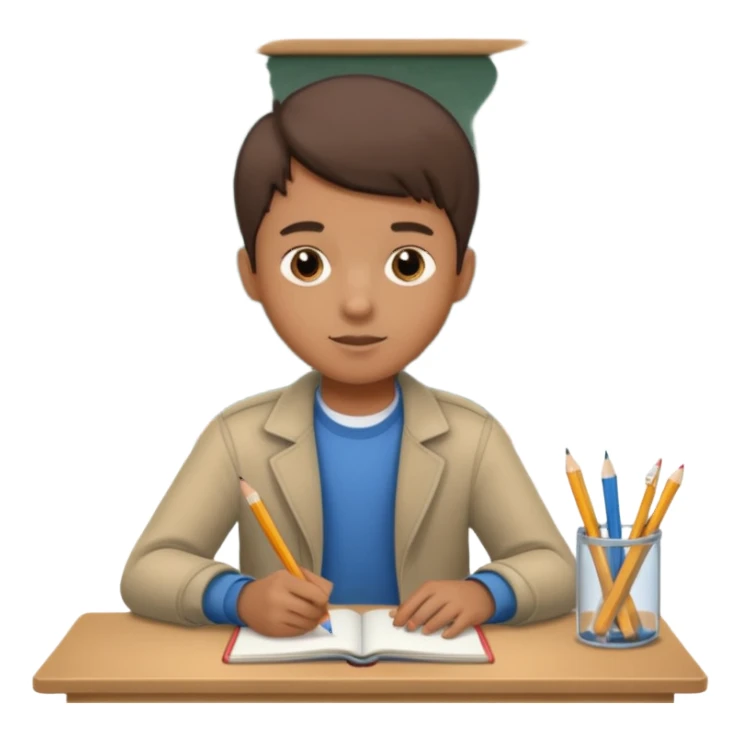 boy taking a test in a classroom sticker