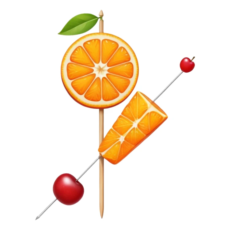 orange slice and cherry on a skewer sticker