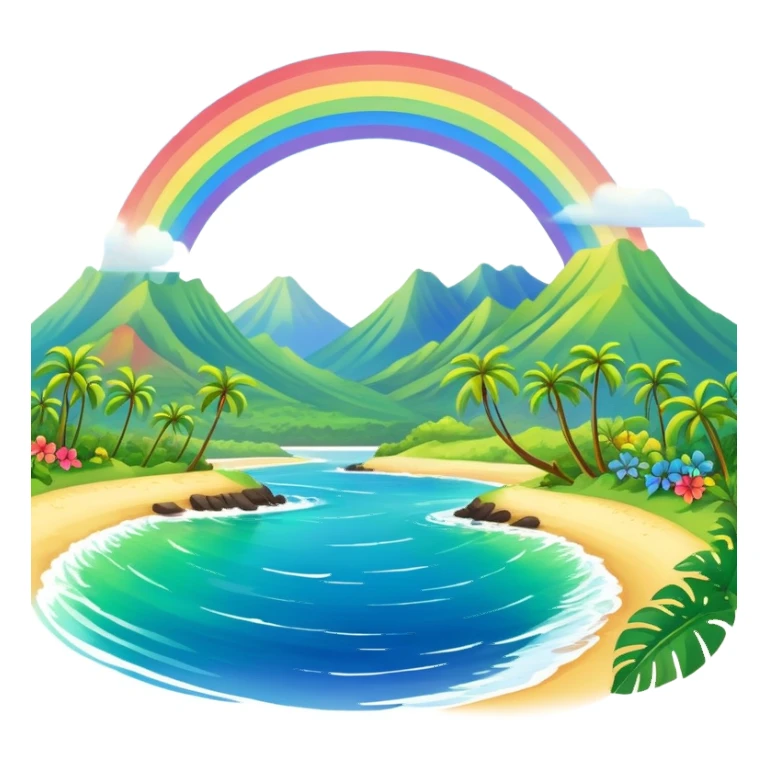 Hawaiian rainbow scenery sticker