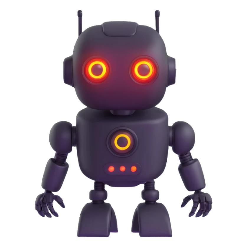 robot with glowing LED eyes sticker