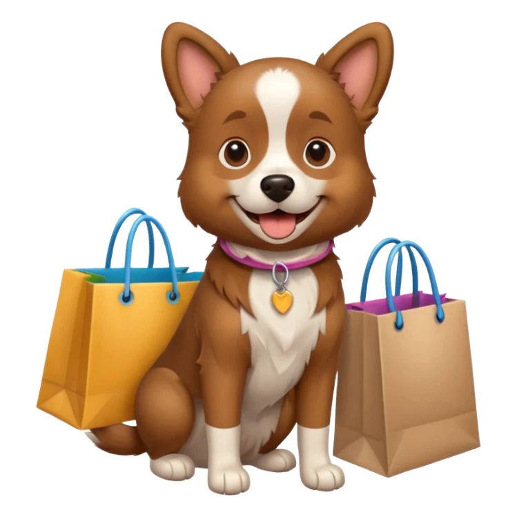 Perro con bolsas de compra sticker