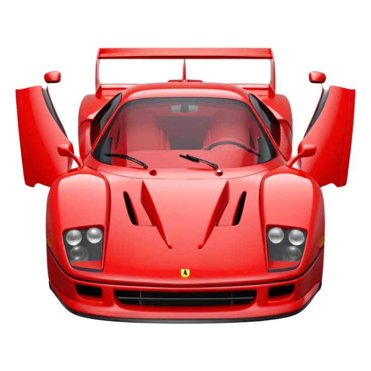 Ferrari F40, simplified, bright red, front view, no text sticker