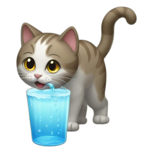 Cat with water being poured on it sticker
