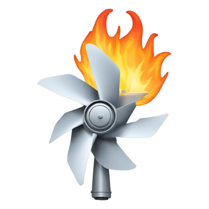 Turbine with flame sticker