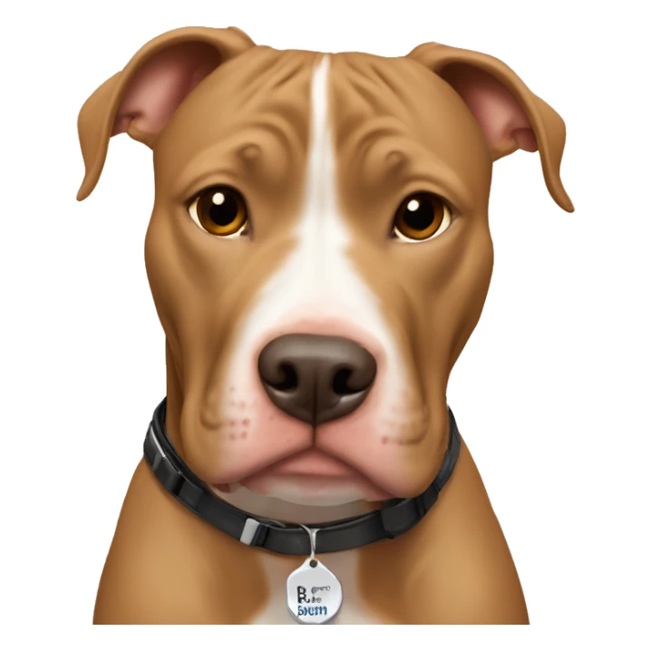 Light brown pitbull with B name tag  sticker