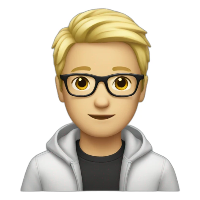 boy with rectangular black glasses and blond hair sticker